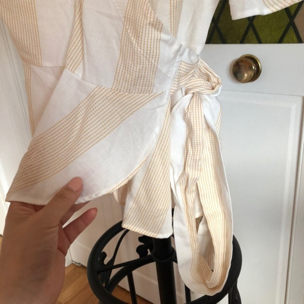 Loft wrap front striped gold and white blouse - Picture 8 of 16